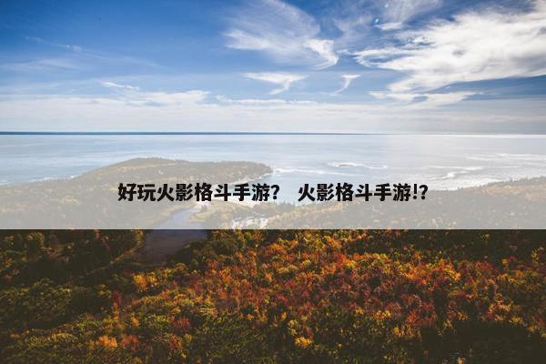 好玩火影格斗手游？ 火影格斗手游!？