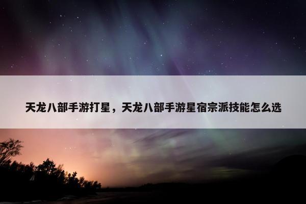 天龙八部手游打星，天龙八部手游星宿宗派技能怎么选