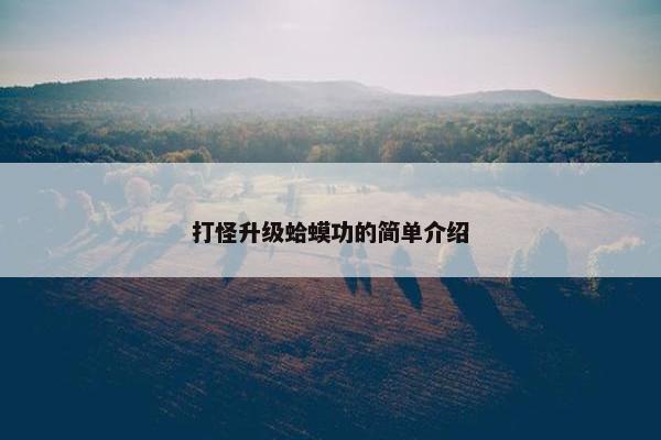 打怪升级蛤蟆功的简单介绍