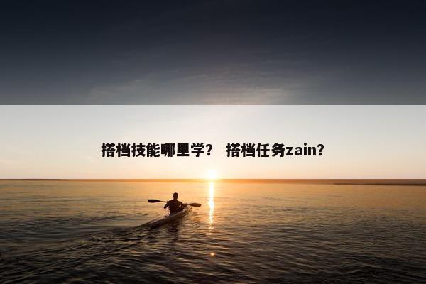 搭档技能哪里学？ 搭档任务zain？