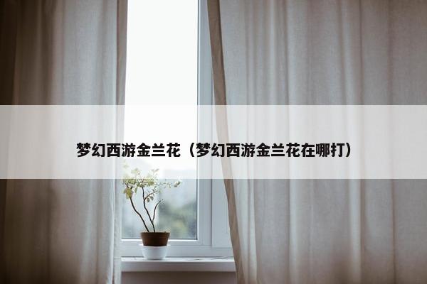 梦幻西游金兰花（梦幻西游金兰花在哪打）