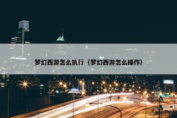 梦幻西游怎么执行（梦幻西游怎么操作）
