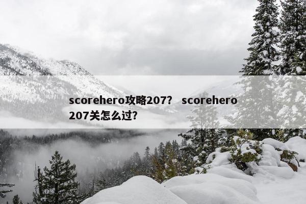 scorehero攻略207？ scorehero207关怎么过？