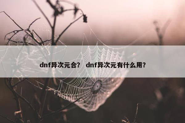 dnf异次元合？ dnf异次元有什么用？