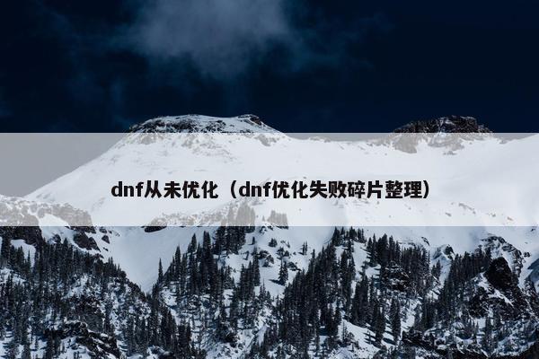 dnf从未优化（dnf优化失败碎片整理）