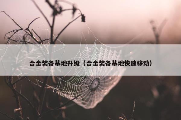 合金装备基地升级（合金装备基地快速移动）