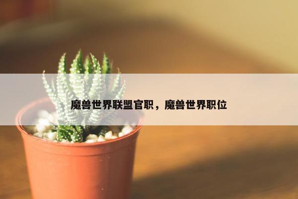 魔兽世界联盟官职，魔兽世界职位