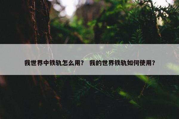 我世界中铁轨怎么用？ 我的世界铁轨如何使用？