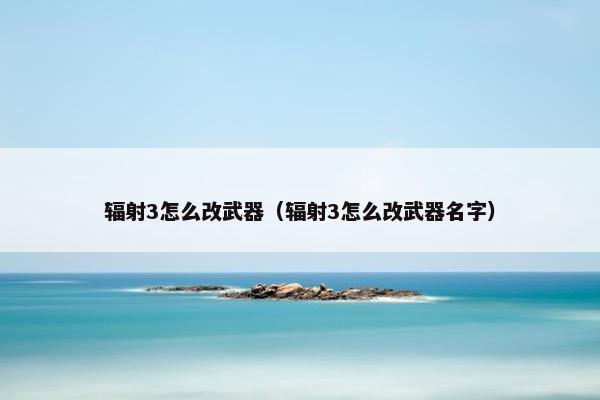 辐射3怎么改武器（辐射3怎么改武器名字）