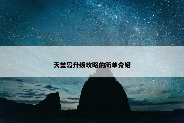 天堂岛升级攻略的简单介绍