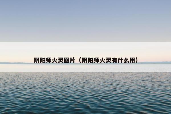 阴阳师火灵图片（阴阳师火灵有什么用）