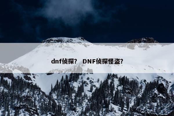 dnf侦探？ DNF侦探怪盗？
