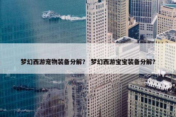 梦幻西游宠物装备分解？ 梦幻西游宝宝装备分解？