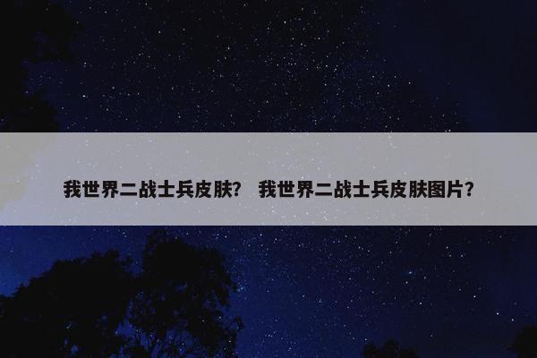 我世界二战士兵皮肤？ 我世界二战士兵皮肤图片？