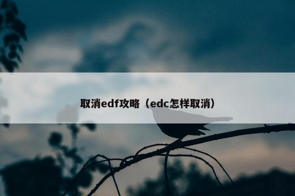取消edf攻略（edc怎样取消）