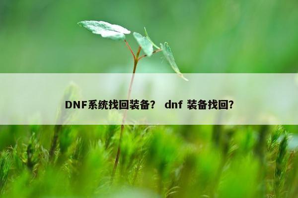 DNF系统找回装备？ dnf 装备找回？