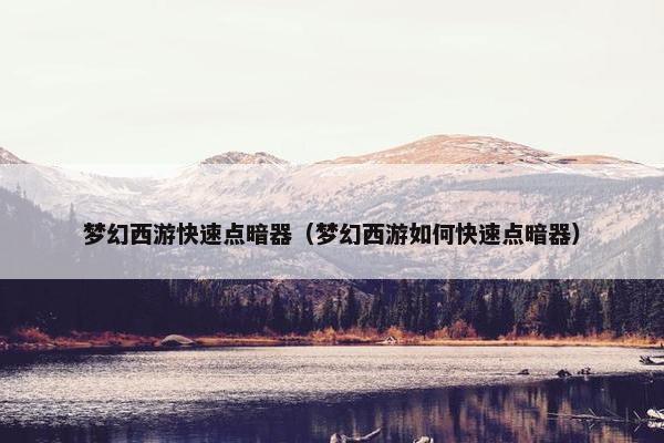 梦幻西游快速点暗器（梦幻西游如何快速点暗器）