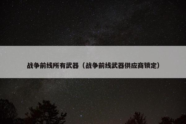 战争前线所有武器(战争前线武器供应商锁定) 战争前线所有武器(战争前线武器供应商锁定)