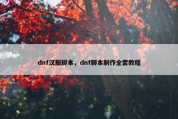 dnf汉服脚本，dnf脚本制作全套教程